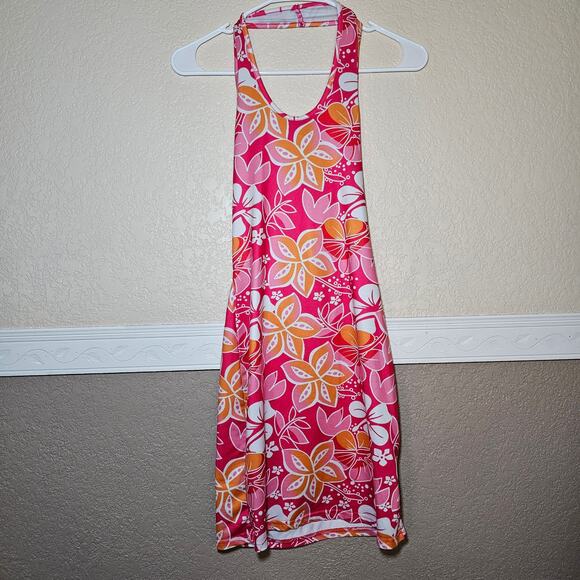 Shein Swimsuit Cover-up Pool Beach Dress Pink Orange Floral Midi Soft Stretchy - Picture 6 of 12